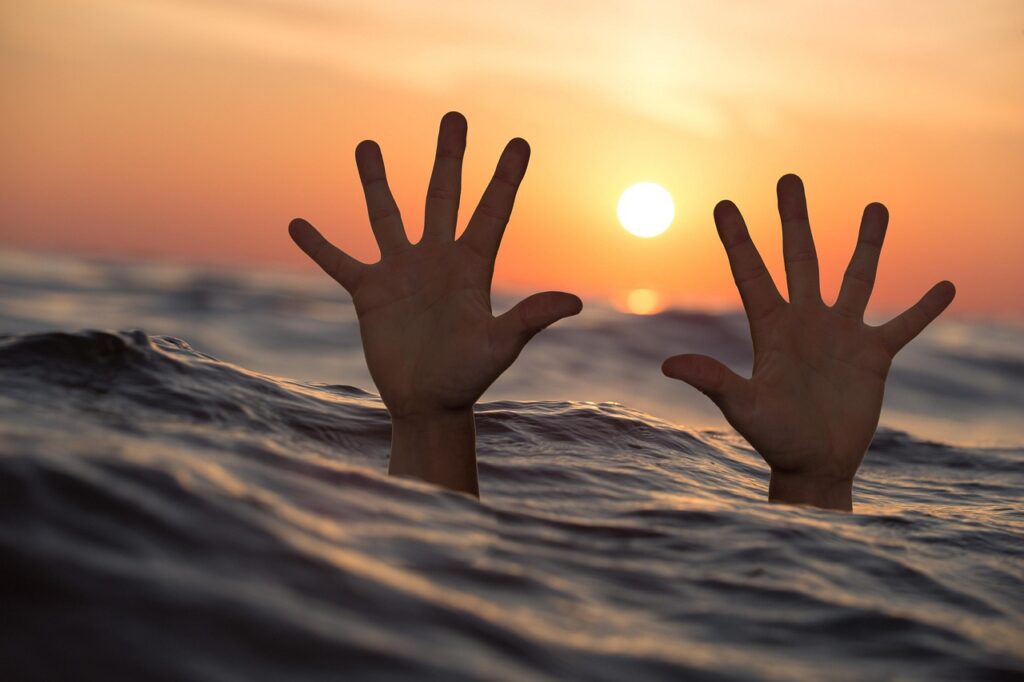 man, sea, hands, drowning man, sunset, ocean, struggle, survive, accident, rescue, help, nature, danger, sos, struggling, water